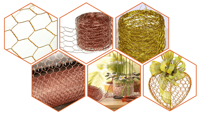 Brass/bronze/copper hexagonal wire mesh
